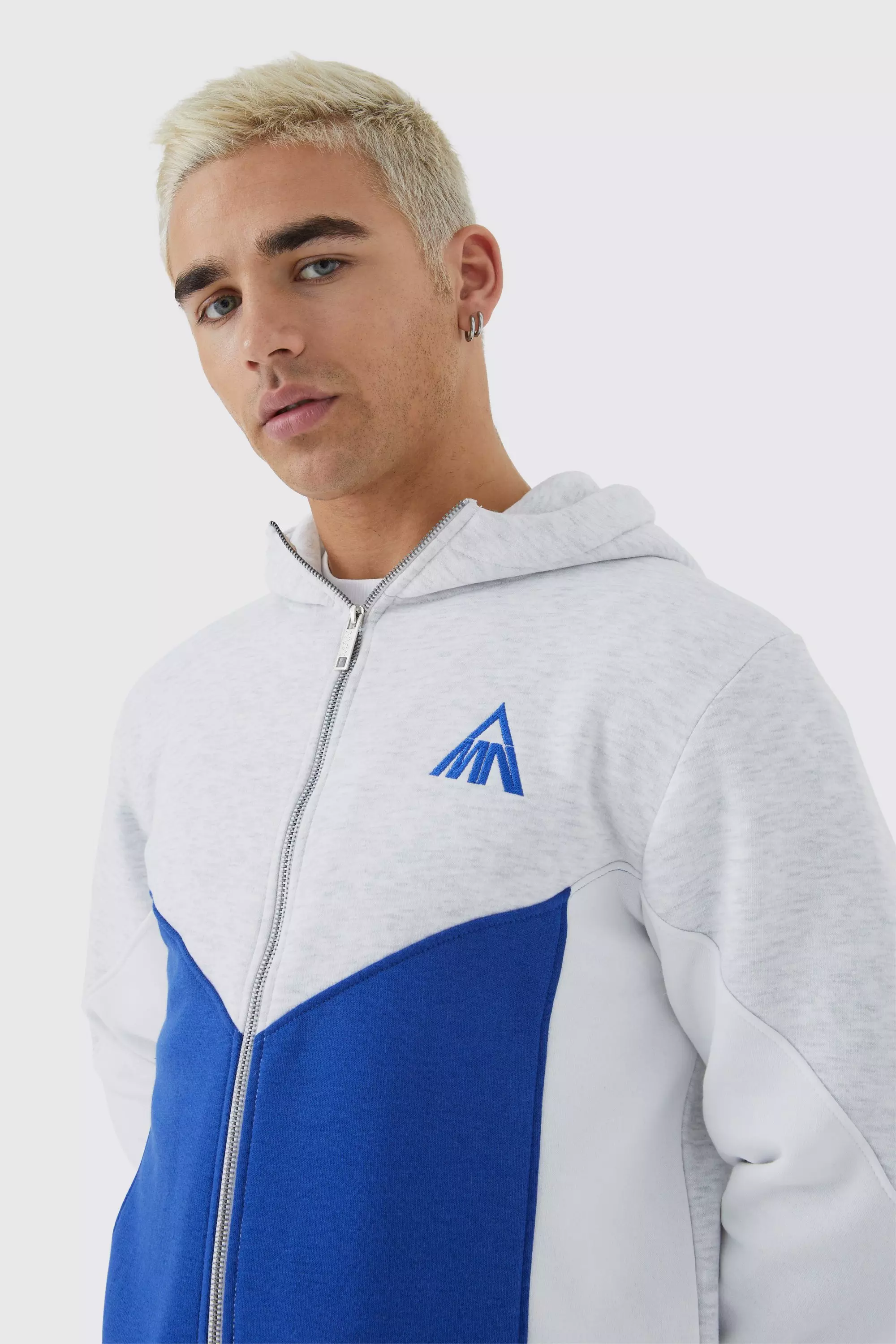 Boohooman colour block online hoodie